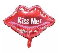 Ballon en aluminium pour lèvres, Kiss Me! rouge, env. 58 x 51 cm - Décoration de fête JGA Helium Ballon d'hélium XXL Ballon Anniversaire Ladys Girls Ballon Lippe Bouche Amour Saint Valentin Rose Rose