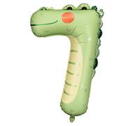 Ballon en aluminium XXL 7e anniversaire motif crocodile 7 ans Cadeau d'anniversaire pour enfants 7 ans Garçon Fille Ballon chiffre 7