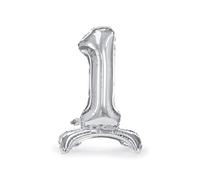 Ballon en argent en forme de numéro 1, debout ballon en aluminium gonflable, hélium d'air, décorations pour fête d'anniversaire, année de remise de diplôme enfant fille - hauteur h 70 cm