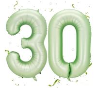 Ballon en forme de chiffre 30 vert sauge, 101 cm, vert avocat, ballon en aluminium 30, décoration d'anniversaire pour hommes et femmes, 30e anniversaire de mariage