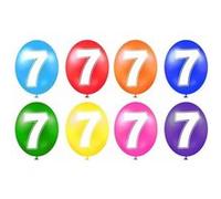 Ballon en latex anniversaire chiffre 7 multicolore (x8) REF/BALBC7 multicolore G