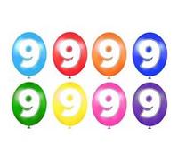 Ballon en latex anniversaire chiffre 9 multicolore (x8) REF/BALBC9 multicolore G