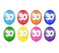 Ballon en latex multicolore festif en anniversaire 30 ans (x8) REF/BAL04 multicolore G