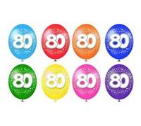 Ballon en latex multicolore festif en anniversaire 80 ans (x8) REF/BAL13 multicolore G