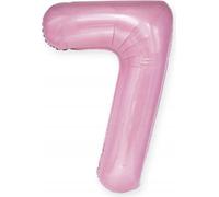 Ballon en plastique chiffre 7 SEVEN rose pastel 100 cm