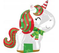 Ballon en plastique licorne de Noël 43 x 53 cm