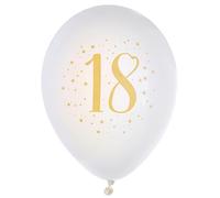 Santex Ballons en latex – 18 ans – Blanc et doré – 23 cm – Pack de 8 (R/6571)