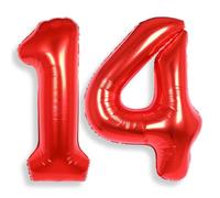 Ballon Géant Chiffre 14 Rouge: 40 Pouces 101 cm Grand Ballons Anniversaire Rouge Numero 14 ans à Hélium Ballon de Baudruche Mylar Décoration