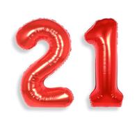 Ballon Géant Chiffre 21 Rouge: 40 Pouces 101 cm Grand Ballons Anniversaire Rouge Numero 12 ans à Hélium Ballon de Baudruche Mylar Décoration