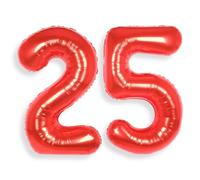 Ballon Géant Chiffre 25 Rouge: 40 Pouces 101 cm Grand Ballons Anniversaire Rouge Numero 52 ans à Hélium Ballon de Baudruche Mylar Décoration