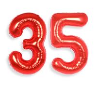 Ballon Géant Chiffre 35 Rouge: 40 Pouces 101 cm Grand Ballons Anniversaire Rouge Numero 53 ans à Hélium Ballon de Baudruche Mylar Décoration