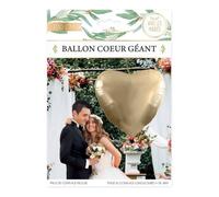 Ballon géant en forme de cœur - JOUR DE FETE - 100 cm - Blanc - Doré - Mariage