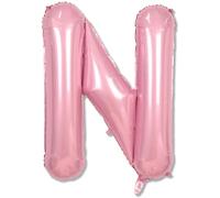 Ballon géant en forme de lettre N en mylar rose pastel - 101,6 cm - Film aluminium alphabet N pour filles - Auto-gonflant - Ballon d'anniversaire de mariage, fête prénatale - Fournitures de décoration