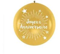 ballon géant latex joyeux anniversaire 1m or - sud trading cd7668-or Jaune G