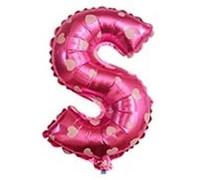 Ballon gonflable en forme de lettre S Rose avec cœur blanc 40 cm