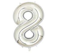 Ballon Gonflable Géant 86 cm Numéro 8 couleur Argent - Anniversaire Fête Grand Format