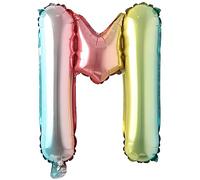 Ballon gonflable Lettre M arc-en-ciel 40 cm - Ballon décoratif pour fête, mariage, anniversaire, Nouvel An, cadeau, bébé, publicité, vitrine, boîte photo, nom, mot, célébration