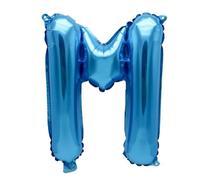 Ballon gonflable Lettre M Bleu 40 cm - Ballon Lettre de l'alphabet décoratif pour fête de mariage, anniversaire, Nouvel An, cadeau, bébé, publicité, vitrine, boîte photo, nom, mot, célébration