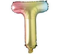 Ballon gonflable Lettre T arc-en-ciel 40 cm - Ballon décoratif pour fête de mariage, anniversaire, Nouvel An, cadeau, bébé, publicité, vitrine, boîte photo, nom, mot, célébration