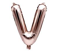 Ballon gonflable Lettre V or rose 40 cm - Ballon décoratif pour fête de mariage, anniversaire, Nouvel An, cadeau, bébé, publicité, vitrine, boîte photo, nom, mot