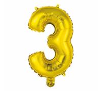 Ballon Gonflable Métallisé "Chiffre 3" 40cm Or