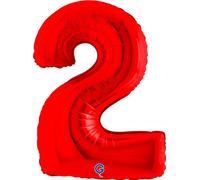 Ballon gonflable numéro 2 rouge 102 cm extra large