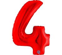 Ballon gonflable numéro 4 rouge 102cm extra large