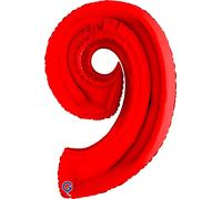 Ballon gonflable numéro 9 rouge 102 cm extra large