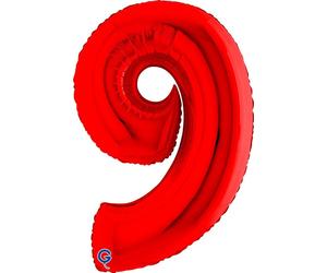 Ballon gonflable numéro 9 rouge 102 cm extra large