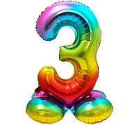Ballon gonflable Rainbow - Numéro 3 avec base - environ 81 cm
