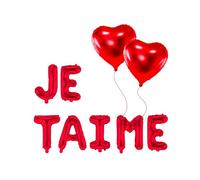 BALLON JE T'AIME + 2 BALLONS C?UR 45CM COULEUR ROUGE profitez de ce pack en amoureux, idéal pour Saint Valent