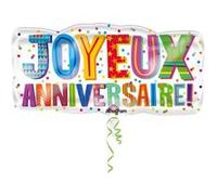 Ballon Joyeux Anniversaire 83x40cm - Multicolores - 83x40 cm Jaune G