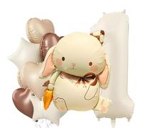 Ballon Lapin, Décorations d'anniversaire Lapin - Ballons en Aluminium avec Motif Cœur, Étoile et Chiffre 1, Ballon à Hélium en Forme d'animaux Mignons, Décorations de Fêtes sur le Thème des Animaux