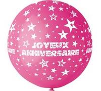 ballon latex géant rond anniversaire fuchsia 8 Rose G