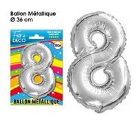 Ballon Metallique Chiffre Au Choix - Argent Gris G