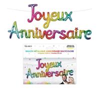 BALLON METALLIQUE JOYEUX ANNIVERSAIRE MULTICOLORE