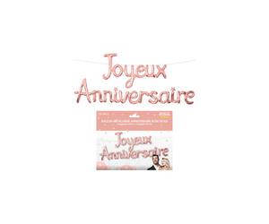 Ballon métallique Joyeux Anniversaire rose gold en aluminium (x1) REF/BALM00JARG
