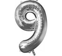 Ballon Mylar Argent Chiffre 9 argent G