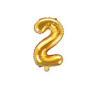 Ballon Mylar en Forme de Nombre 2 Deux Or 35 cm Anniversaire Adulte Enfant Nouvel An