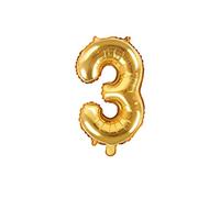 Ballon Mylar en Forme de Nombre 3 Trois Or 35 cm Anniversaire Adulte Enfant Nouvel An