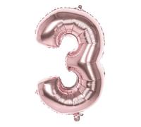 Ballon Mylar - Rue de la Fête - Chiffre 3 - Rose Cuivré - Hélium - 86 cm