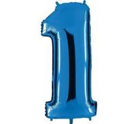ballon Nombre en bleu - XXL Nombre géant 100cm - pour anniversaire anniversaire & Co - NEUF - fête cadeau décoration Ballon feuille ballon à gonfler Joyeux Anniversaire - Nombre 1, 100cm Bleu G