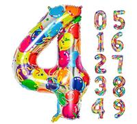 Ballon Numéro 4,40 Inch Foil 4 Ballon pour 5ème Anniversaire, 14 24 44 40 Mylar Big Colourful Number Balloons for Wedding Anniversary Party Decor