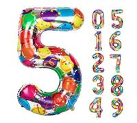 Ballon Numéro 5,40 Inch Foil 5 Ballon pour 5ème Anniversaire, 15 25 35 50 Mylar Big Colourful Number Balloons for Wedding Anniversary Party Decor