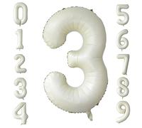 Ballon Numéroté Crème 3 - Grand 40 Pouces Beige Pour Anniversaire - Feuille d'Hélium Âge Numéro Ballons Pour Fête, Filles, Garçons, Bébé Douche Décorations