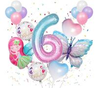Ballon Papillon Anniversaire 6 Ans Decoration Anniversaire Fille Kit Ballon Anniversaire Papillon Fille Ballons en Aluminium Papillon Rose Dégradé Fournitures de Fête d'Anniversaire sur le Thème des