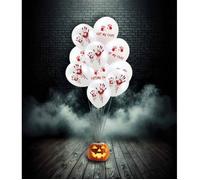 Ballon - PTIT CLOWN - Halloween sanglant - Ø 23cm - Blanc, Rouge - Lot de 10
