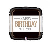 Ballon rectangulaire en aluminium de 46 cm de diamètre avec inscription « Happy Birthday to you »