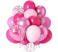 Ballon Rose, 100 Pièces Ballons Anniversaire Latex Helium avec Ballon Rouge Confettis Rose Pastel pour Decoration Anniversaire Fille Mariage Bride Evjf Baby Shower Bapteme Graduation, 12 Pouces