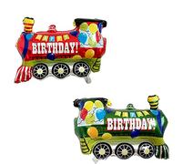 ballonfritz® Lot de 2 ballons « Happy Birthday Train » - Taille XXL - 75 x 60 x 25 cm - Pour cadeau d'anniversaire, décoration de fête ou surprise